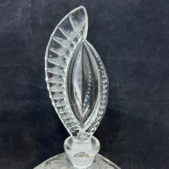 Vintage Pressed Glass Perfume Bottle With Feather Plume Stopper - Picture 2 of 9